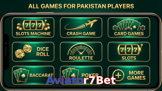 Main screen of Aviator7Bet games page for PK players